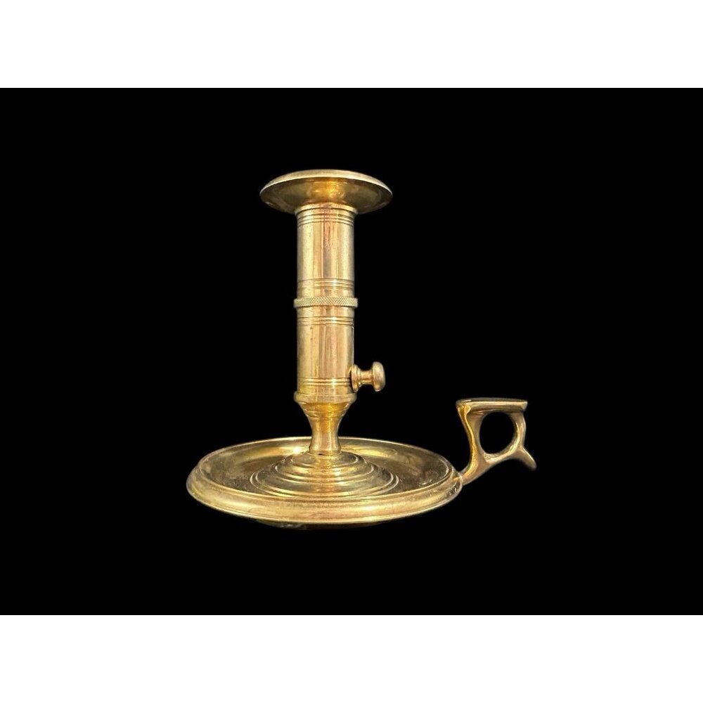 Vintage Solid Brass Candlestick Holder with Ejector Dept 56 Hong Kong